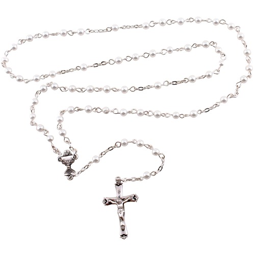 First Communion Pearl Bead Rosary