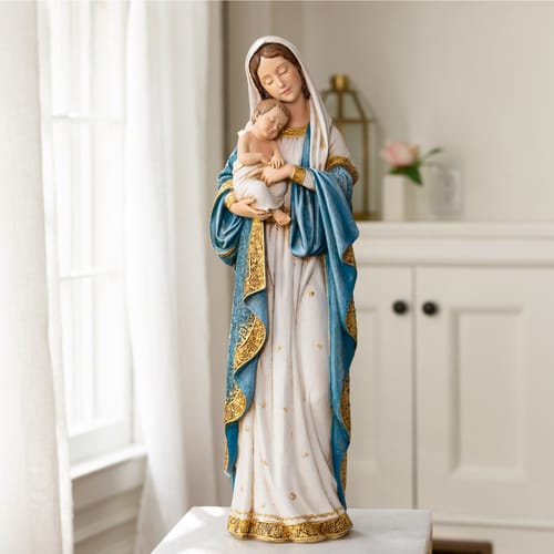 Gilded Madonna & Child Statue