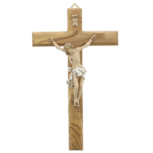 Light Wood Wall Crucifix 10"