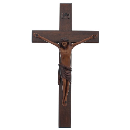 Mahogany Wall Crucifix 12”