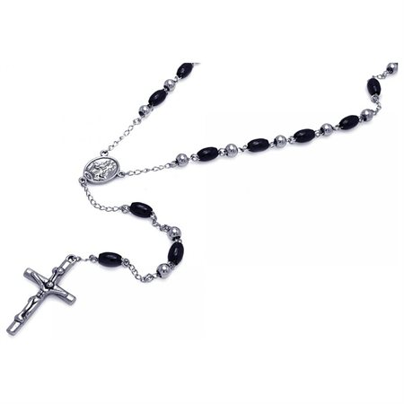 Men's Stainless Steel Black Beads Rosary