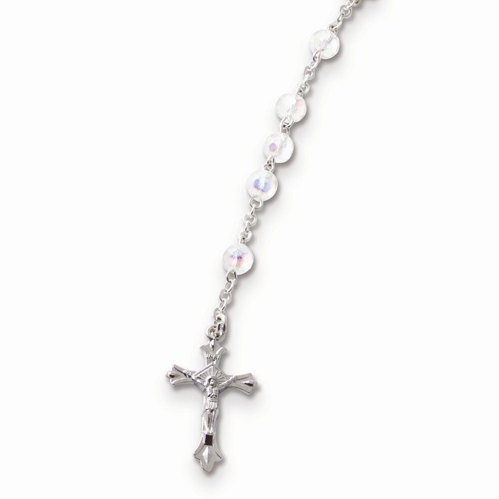 Silver-tone Crystal Beads Rosary